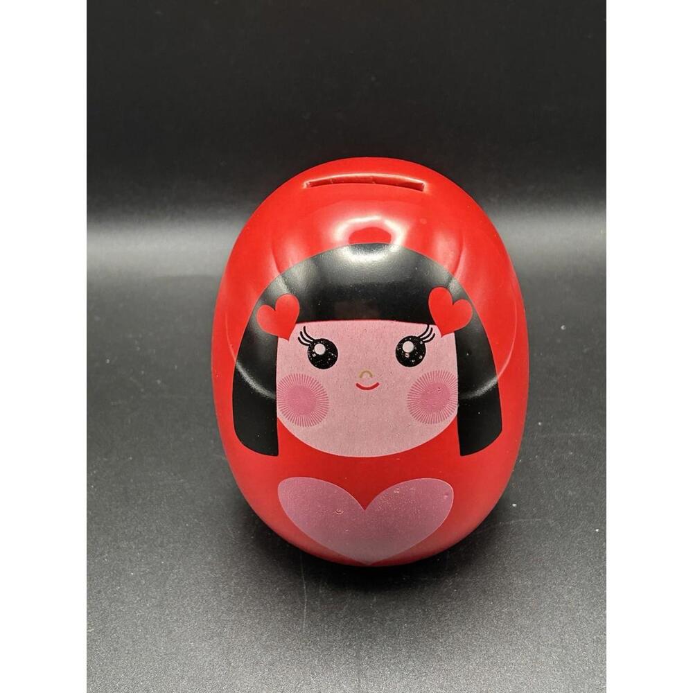 Vintage Ceramic Egg Shaped Russian Doll Piggy Bank 1990’s Heart